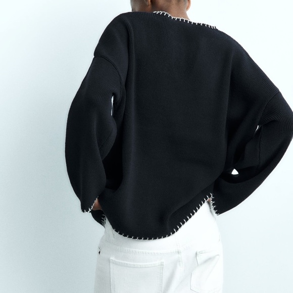 Zara Topstitched knit sweater - Picture 4 of 8